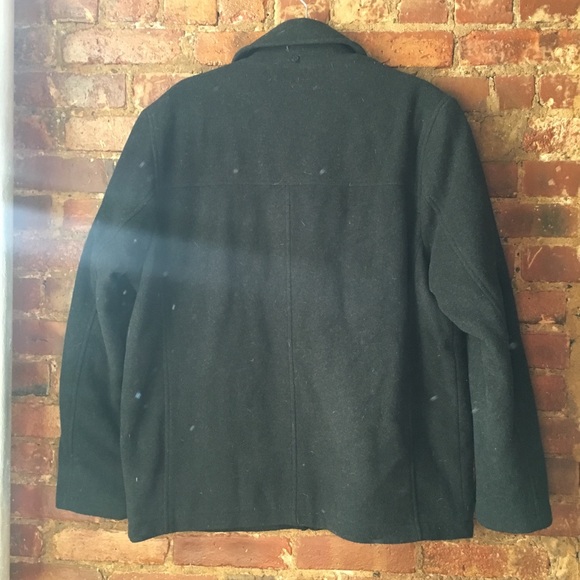 Black zip up heavy overcoat - Picture 2 of 3